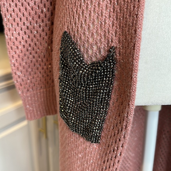 EUC Nefise Sparkle Pink Hooded Duster Sweater, S/M - Picture 2 of 8